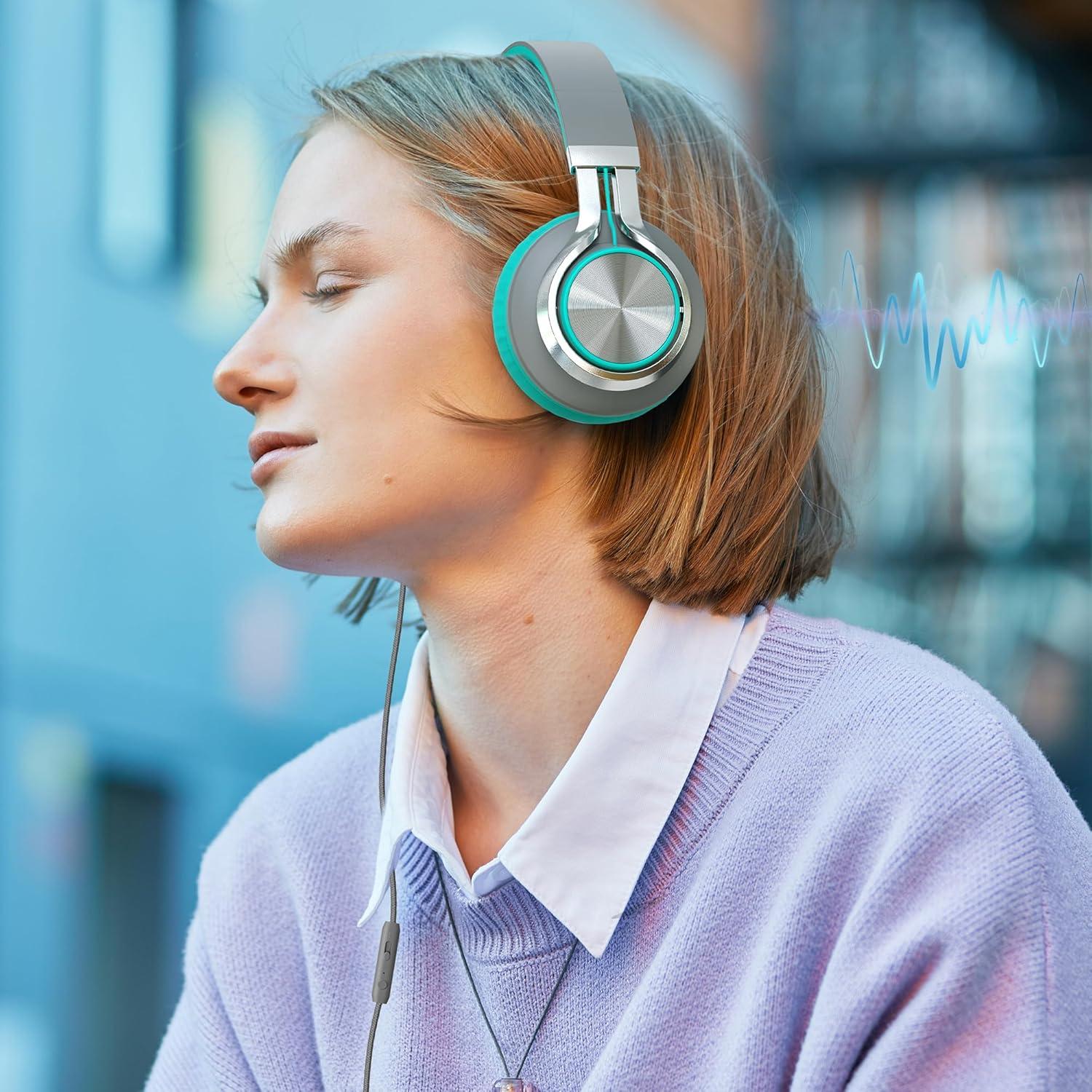 imageAILIHEN C8 Kids Headphones Wired USB C USBC Headphones with Microphone ampamp Volume Control Foldable Stereo Sound TangleFree Type C Cord Compatible with Cellphone Laptop PC Computer Grey MintGrey Mint