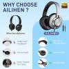 imageAILIHEN C90 Wired Headphones with Microphone Volume Control Noise Reduction Over Ear Headphones Wired 35mm Super Soft Corded Headphone for Cellphones Tablet and Chromebook GreyGrey