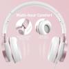 imageAILIHEN Kids Headphones for School Boys Headphones with Microphone for Chromebook Laptop Computer Smartphone 35mm Foldable Lightweight Headset for Teen Teenager VioletPink