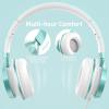 imageAILIHEN Kids Headphones for School Boys Headphones with Microphone for Chromebook Laptop Computer Smartphone 35mm Foldable Lightweight Headset for Teen Teenager VioletLime Green