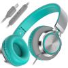 imageAILIHEN C8 Kids Headphones Wired USB C USBC Headphones with Microphone ampamp Volume Control Foldable Stereo Sound TangleFree Type C Cord Compatible with Cellphone Laptop PC Computer Grey MintGrey Mint