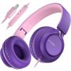 imageAILIHEN C8 USBC Headphones Wired  OnEar Corded Headset with Microphone ampamp Volume Control Foldable Stereo Sound TangleFree Type C Cord Compatible with Cellphone Laptop PC Computer Purple Pink