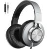 imageAILIHEN C90 Wired Headphones with Microphone Volume Control Noise Reduction Over Ear Headphones Wired 35mm Super Soft Corded Headphone for Cellphones Tablet and Chromebook GreyGrey