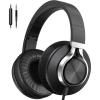 imageAILIHEN C90 Wired Headphones with Microphone Volume Control Noise Reduction Over Ear Headphones Wired 35mm Super Soft Corded Headphone for Cellphones Tablet and Chromebook GreyBlack