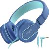 imageAILIHEN Kids Headphones I35 OnEar Headphones for School Safe Volume 93dB HD Mic Stereo Headphone for Kid Girls Boys Foldable 35mm Wired for Chromebook Laptop Computer Tablet BlueIndigo