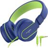 imageAILIHEN Kids Headphones I35 OnEar Headphones for School Safe Volume 93dB HD Mic Stereo Headphone for Kid Girls Boys Foldable 35mm Wired for Chromebook Laptop Computer Tablet BlueBlue Green