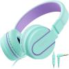 imageAILIHEN Kids Headphones I35 OnEar Headphones for School Safe Volume 93dB HD Mic Stereo Headphone for Kid Girls Boys Foldable 35mm Wired for Chromebook Laptop Computer Tablet BlueBlue