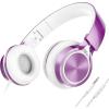 imageAILIHEN Kids Headphones for School Boys Headphones with Microphone for Chromebook Laptop Computer Smartphone 35mm Foldable Lightweight Headset for Teen Teenager VioletPurple