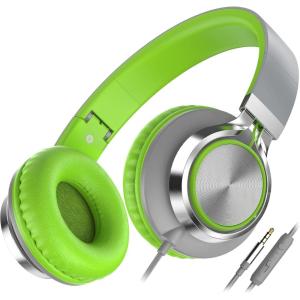 imageAILIHEN C8 Girls Headphones OnEar Headphones Wired with Microphone and Volume Control Foldable Corded Stereo 35mm Headset for Girls School Chromebook Laptop Computer PC Tablets Travel Rose GoldGrey Green