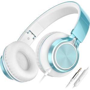imageAILIHEN C8 Girls Headphones OnEar Headphones Wired with Microphone and Volume Control Foldable Corded Stereo 35mm Headset for Girls School Chromebook Laptop Computer PC Tablets Travel Rose GoldLime Green