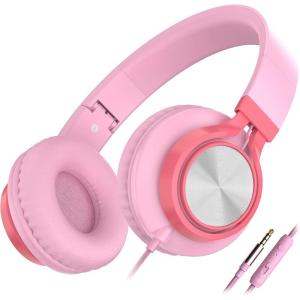 imageAILIHEN C8 Girls Headphones OnEar Headphones Wired with Microphone and Volume Control Foldable Corded Stereo 35mm Headset for Girls School Chromebook Laptop Computer PC Tablets Travel Rose GoldPink