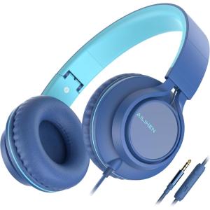 imageAILIHEN C8 Girls Headphones OnEar Headphones Wired with Microphone and Volume Control Foldable Corded Stereo 35mm Headset for Girls School Chromebook Laptop Computer PC Tablets Travel Rose GoldIndigo