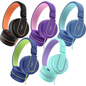 imageAILIHEN Kids Headphones Bulk 10Pack for K12 School Classroom OnEar Wired Headset with Microphone for Students Children with 93dB Volume Limited 35mm Jack for Chromebooks Tablets Laptop ComputerMulti Color