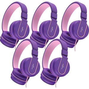 imageAILIHEN Kids Headphones Bulk 10Pack for K12 School Classroom OnEar Wired Headset with Microphone for Students Children with 93dB Volume Limited 35mm Jack for Chromebooks Tablets Laptop ComputerPurple