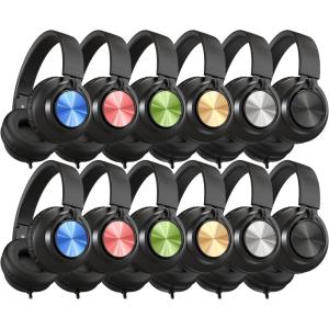 imageAILIHEN Kids Headphones Bulk for School 6Pack Class Headphones Wired with Microphone for Students Teens Classroom Library Chromebook Laptop Adjustable Foldable 35mm Jack  Multicolor12 Mixed Color