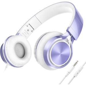 imageAILIHEN Kids Headphones for School Boys Headphones with Microphone for Chromebook Laptop Computer Smartphone 35mm Foldable Lightweight Headset for Teen Teenager VioletViolet