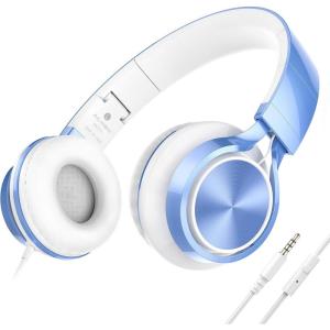 imageAILIHEN Kids Headphones for School Boys Headphones with Microphone for Chromebook Laptop Computer Smartphone 35mm Foldable Lightweight Headset for Teen Teenager VioletBlue