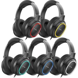 imageAILIHEN Headphones for Classroom Wired Bulk 5Pack OverEar Headsets with Microphone for Students Kids Adjustable Noise lsolating HD Stereo Sound 35mm Jack for Chromebook Laptop MulticolorMulticolor