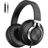 image:imageAILIHEN C90 Wired Headphones with Microphone Volume Control Noise Reduction Over Ear Headphones Wired 35mm Super Soft Corded Headphone for Cellphones Tablet and Chromebook Black Classic LAll Black