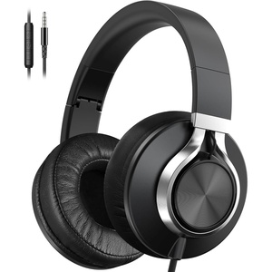 image:imageAILIHEN C90 Wired Headphones with Microphone Volume Control Noise Reduction Over Ear Headphones Wired 35mm Super Soft Corded Headphone for Cellphones Tablet and Chromebook Black Classic LAll Black
