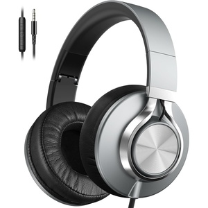 image:imageAILIHEN C90 Wired Headphones with Microphone Volume Control Noise Reduction Over Ear Headphones Wired 35mm Super Soft Corded Headphone for Cellphones Tablet and Chromebook Black Classic LGrey